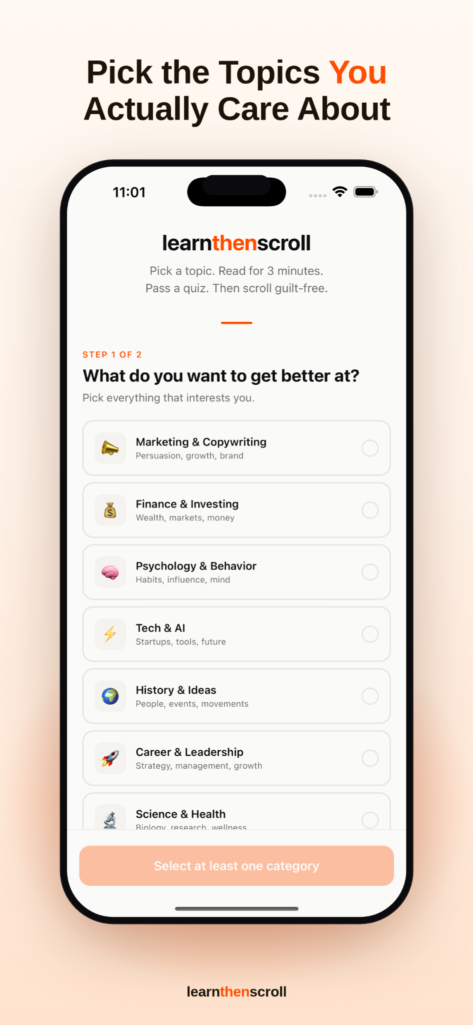 Choose learning topics that interest you